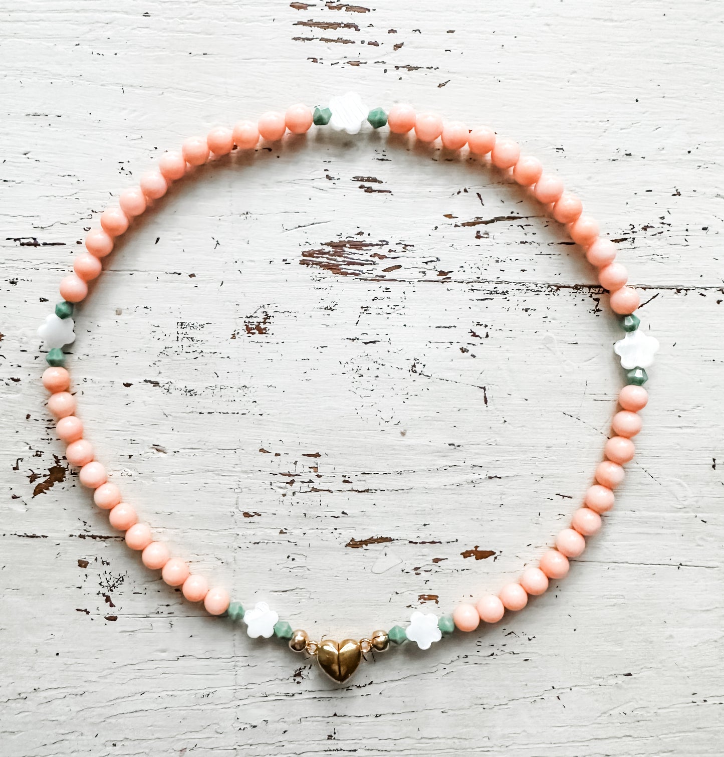 15” Coral + Flower Necklace