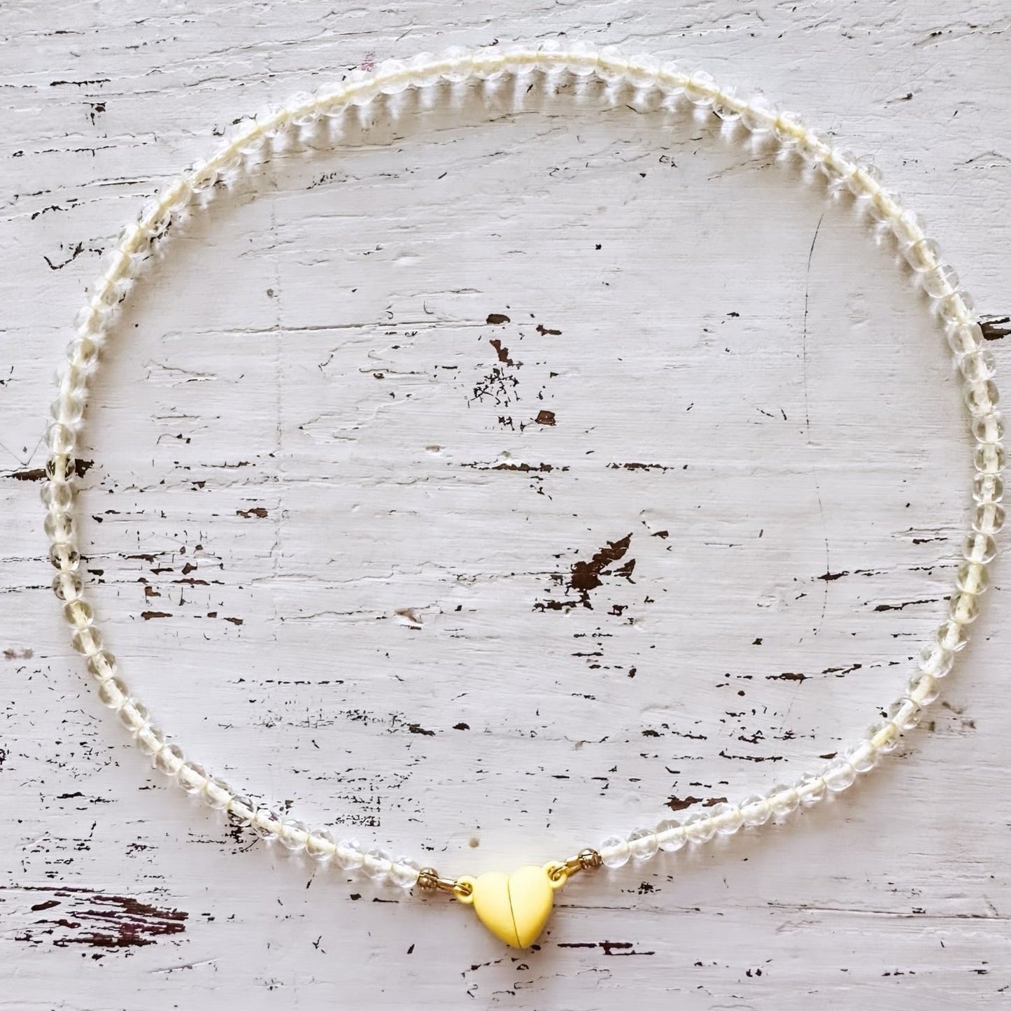 Clear Bead 15” Heart necklace