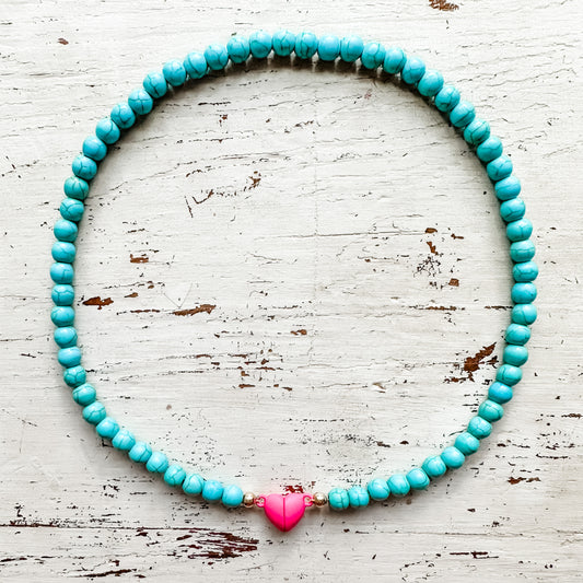15” Turquoise and Bright Pink Heart